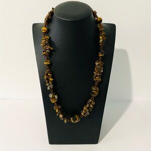 Vintage Tiger’s Eye Stone Breaded Necklace.